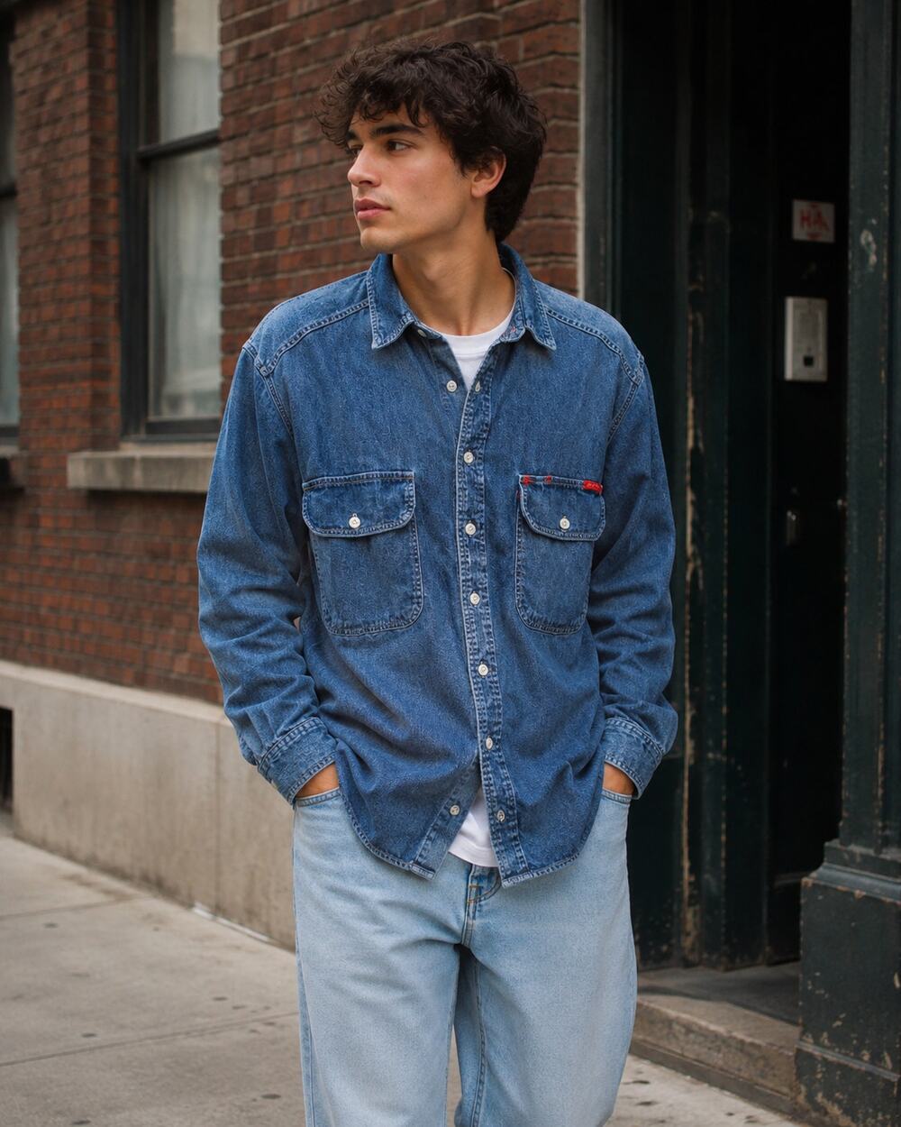 Lucky Brand Denim Long Sleeve Shirt Sz Medium